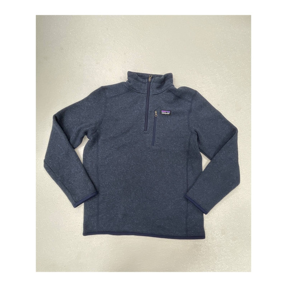 Patagonia Boys Better Sweater 1/4 Quarter Zip Jacket Classic Navy Sz XL 14